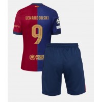 Koszulka piłkarska Barcelona Robert Lewandowski #9 Strój Domowy dla dzieci 2024-25 tanio Krótki Rękaw (+ Krótkie spodenki)